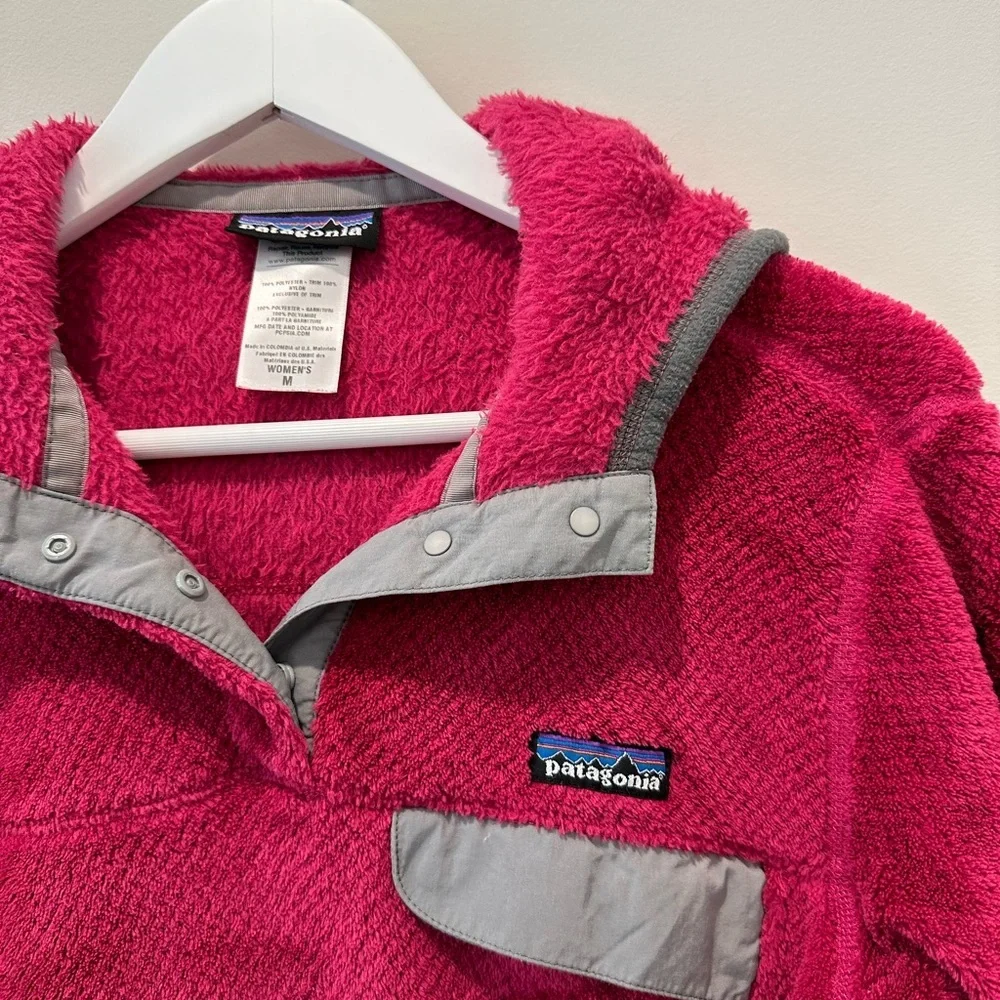 Patagonia Jacket ReTool Snap T Fleece Hoodie Sweatshirt Pink Gray Medium Soft - Picture 9 of 10